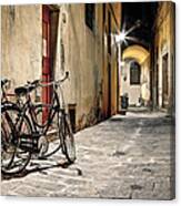 Bicycles In A Dark Alley, Hdr Firenze Canvas Print