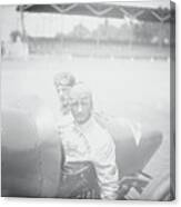 Billy Salmon In Race Car With Mechanic Canvas Print