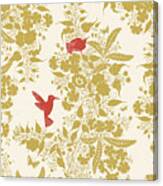 Birds And Foliage Pattern Canvas Print