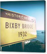Bixby Bridge In Vintage Canvas Print