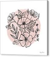 Black And White Botanical Iii Rose Canvas Print