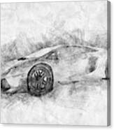 Black And White Drawing Of Sports Car. Canvas Print