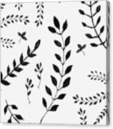 Black And White Leaves Pattern #4 #drawing #decor #art Canvas Print