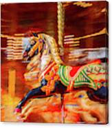 Black Carousel Horse Painting Canvas Print