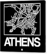 Black Map Of Athens Canvas Print