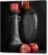 Black Vase With Red Apples Canvas Print