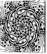 Black Zendoodle Mandala Canvas Print