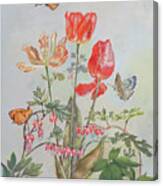 Bleeding Hearts And Tulips Canvas Print