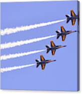Blue Angels Diagonal Formation With Jet Streams Canvas Print