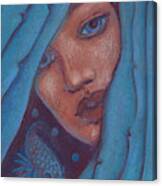 Blue Hair, Mermaid Portrait Canvas Print