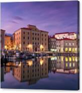 Blue Hour In Piran Canvas Print