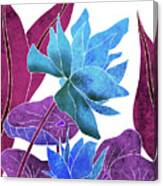 Blue Lotus Flower - Botanical, Floral, Tropical Art - Modern, Minimal Decor - Blue, Purple, Indigo Canvas Print