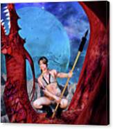 Blue Moon And Red Dragon Canvas Print