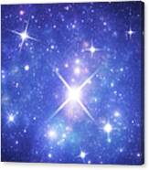 Blue Space Galaxy With Flares Canvas Print