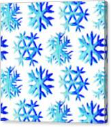 Blue Watercolor Snowflakes Pattern Canvas Print