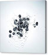 Blueberries Splashing In To Water Canvas Print