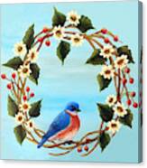 Bluebird Wreath Canvas Print