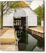 Boat House By Lake Canvas Print