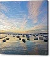 Boats Anchored In Water At Poole Canvas Print