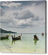 Boats Mooring At Nai Yang Beach Canvas Print