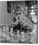 Bobby Fischer With Hands On His Face Canvas Print