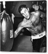Boxer Rocky Marciano Practices Canvas Print