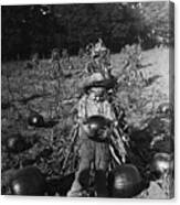 Boy 6-7 Years Carrying Pumpkin Canvas Print