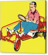 Boy Driving A Go Cart Canvas Print