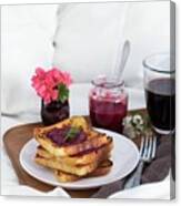 Breakfast In Bed: French Toast With Raspberry Jam And Coffee Canvas Print