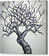 Breathe Love Tree - Blk/wht Canvas Print