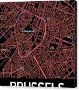Brussels City Map Canvas Print