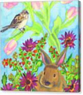 Bunny And Sparrow Canvas Print