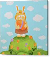 Bunny In Hat With Egg Canvas Print