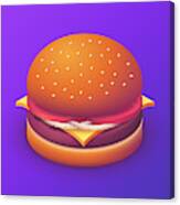Burger Isometric - Plain Purple Canvas Print