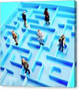 Business People In A Maze Canvas Print