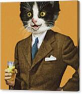 Businessman With A Cat Head Canvas Print