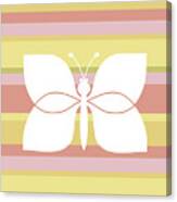 Butterfly On Striped Background Canvas Print