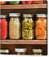 Canning Jars Of Canned Food On Shelves Canvas Print