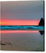 Cannon Beach Sunset With A Smokey Hazy Sky Canvas Print