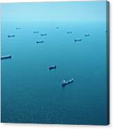 Cargo Container Ships Aerial View Canvas Print