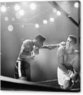 Cassius Clay Snarling At Floyd Patterson Canvas Print