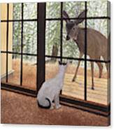 Cat Meets Deer Canvas Print