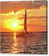 Catamaran Sailing Past Sunset In Captiva Island Florida 2019 Canvas Print