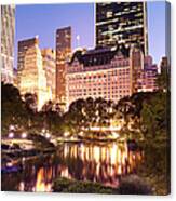 Central Park In New York City At Night Canvas Print