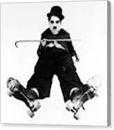 Charlie Chaplin In The Rink -1916-. Canvas Print
