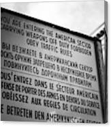 Checkpoint Charlie American Sector In Berlin Canvas Print