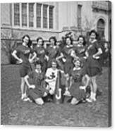 Cheerleaders Posing In Uniforms Canvas Print