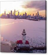Chicago Harbor Lighthouse Sunset Canvas Print