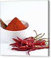 Chili Powder And Red Chilies Canvas Print