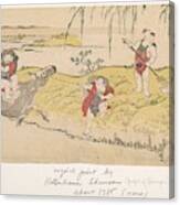 Chinese Boys Tending A Garden By Katsukawa Shunsen  Fl. Late 1780 S  Woodblock Print  Ink And Color Canvas Print